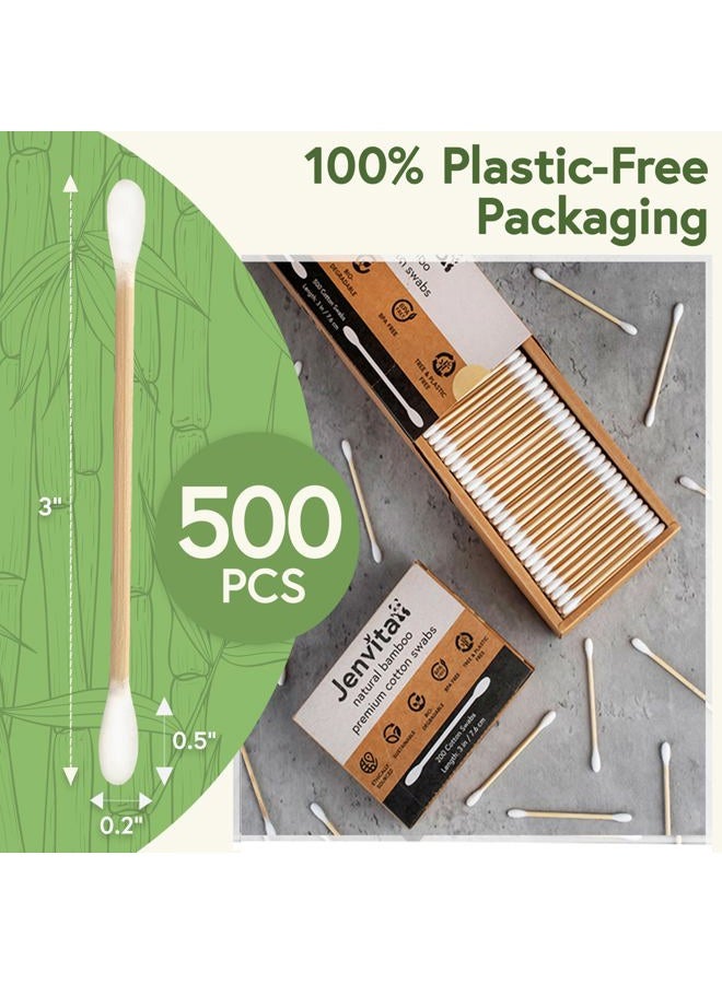 Jenvita 100% Bamboo Cotton Swabs for Ears (500-Pack) - Perfect for Baby & Personal Care | Double-Tipped Ear Swabs Cotton for Makeup & Cleaning | FSC Certified & Hypoallergenic, Made for All Ages & Pet - Image 4
