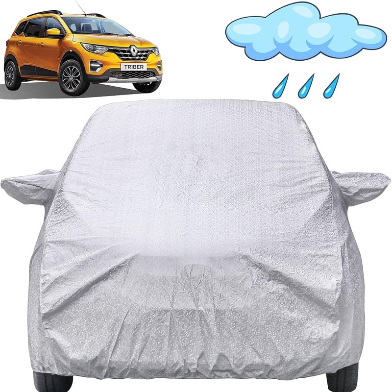 Autofact Waterproof Car Body Cover Compatible with Renaults Triber (2019 to 2021) with Mirror Pockets (Shinning Silver) - Image 1