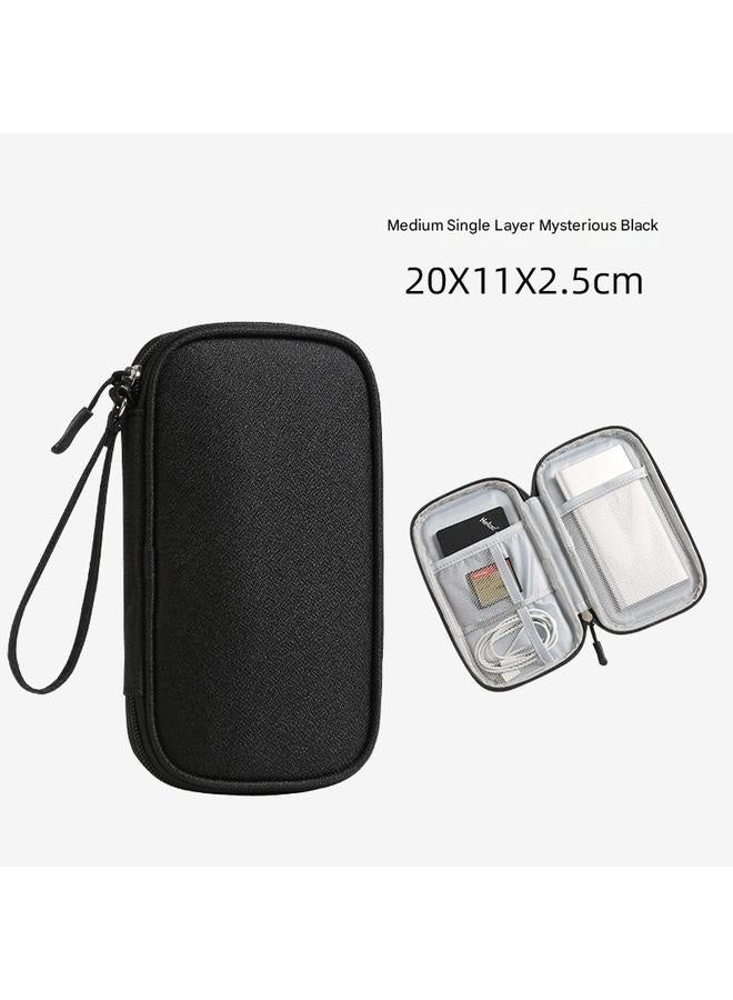 2-In-1 Power Bank And Data Cable Storage Bag Grey Double-layer data cable storage bag black - Image 2