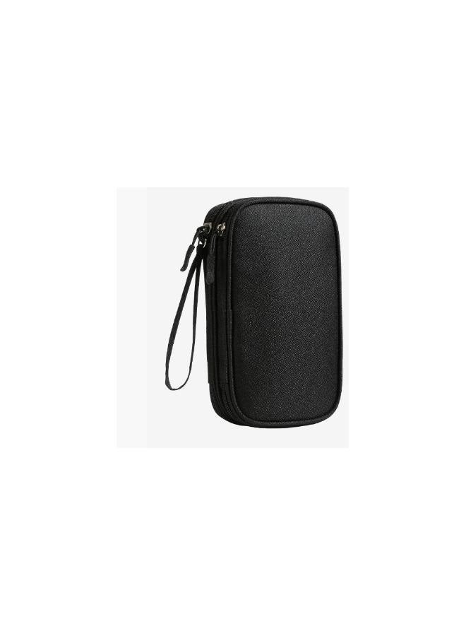 2-In-1 Power Bank And Data Cable Storage Bag Grey Double-layer data cable storage bag black - Image 3