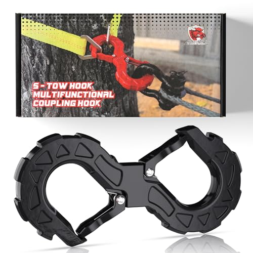 AMBULL 3/8 Tow Hook, Winch Hook for Off-Road Recovery, Towing Shackle 33000 Lbs, G80 Heavy Duty Strength Integrated Winch Quick Shackle, Black - Image 1