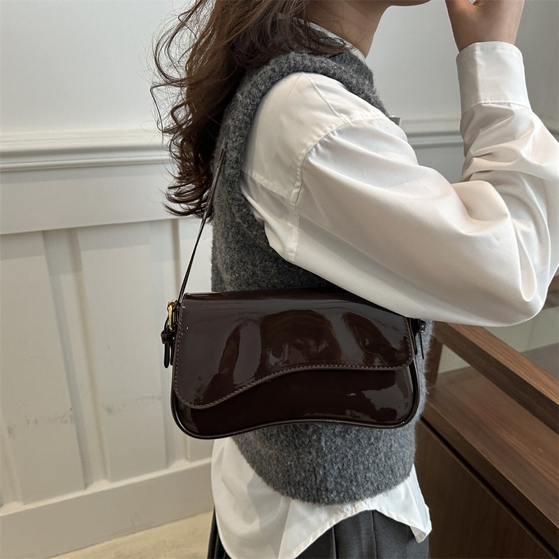 New Patent Leather Shoulder Bag Work Commuter Fashionable Simple Women'S Bag High-End Underarm Bag Crossbody Bag - Image 4
