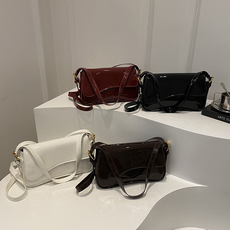 New Patent Leather Shoulder Bag Work Commuter Fashionable Simple Women'S Bag High-End Underarm Bag Crossbody Bag - Image 3