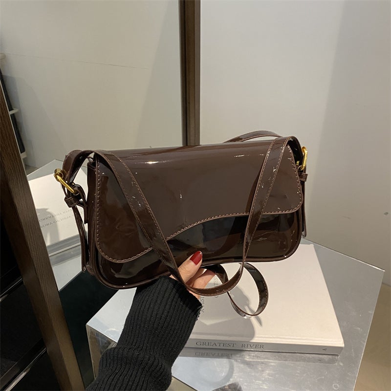 New Patent Leather Shoulder Bag Work Commuter Fashionable Simple Women'S Bag High-End Underarm Bag Crossbody Bag - Image 1