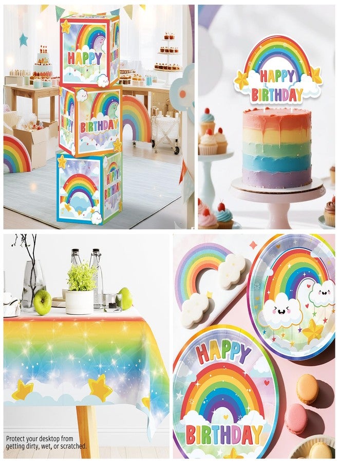 Cocomigo 245 Pcs Rainbow Birthday Decorations, All-in-one Rainbow Party Decorations with Plates, Banner, Balloon Arch, Fringe Curtain for Rainbow Birthday Party Decorations, 20 Guests - Image 4