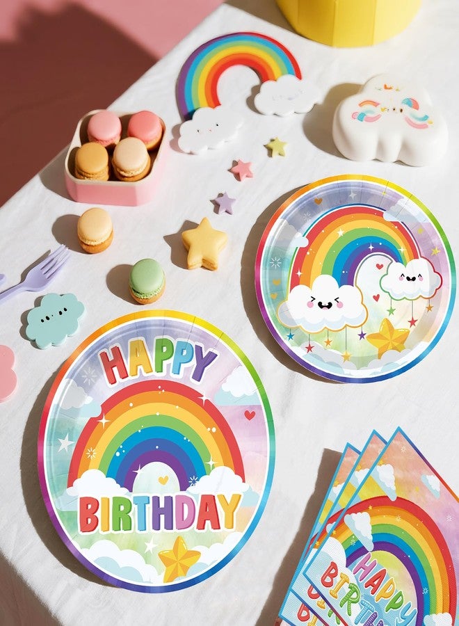 Cocomigo 245 Pcs Rainbow Birthday Decorations, All-in-one Rainbow Party Decorations with Plates, Banner, Balloon Arch, Fringe Curtain for Rainbow Birthday Party Decorations, 20 Guests - Image 5