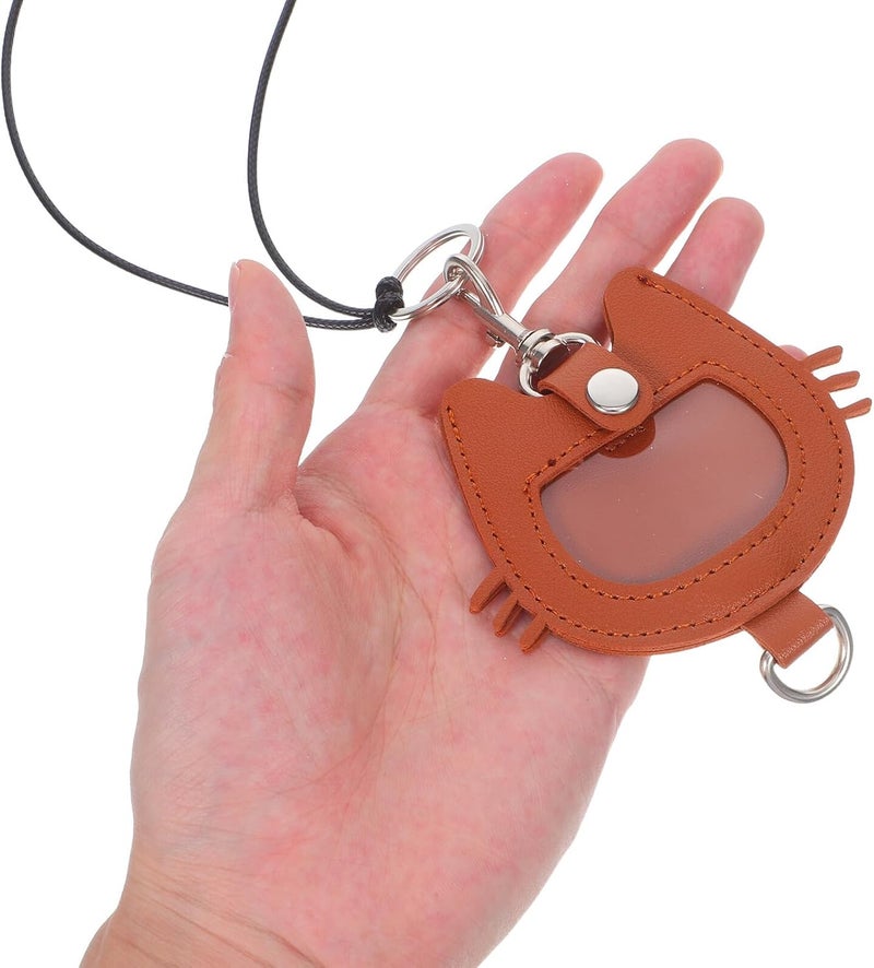 MAGICLULU Pet Hair Keepsake Keychain Pu Leather Commemorative Dog Hair Storage Pendant Memorial Keyring for Pet Lovers Light Brown - Image 4