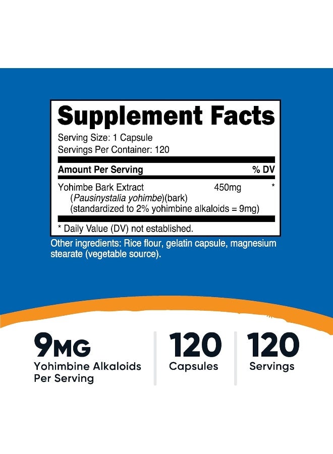Nutricost مستخلص لحاء اليوهيمبي 450 ملغ (9 ملغ من قلويدات اليوهيمبين)، 120 كبسولة - قوة إضافية، خالي من الغلوتين، غير معدّل وراثيًا - Image 2