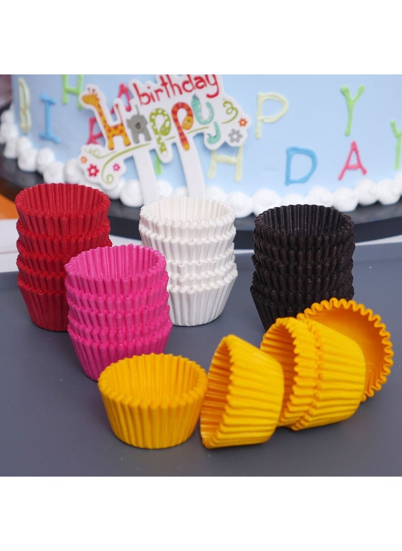 APOLLINE INDIA APOLLINE INDIA 100pcs Plain Cup Standard Size Colourfull Cupcake Liners Greaseproof Paper Muffin Baking Cups Nonstick Muffin for Birthday  - Image 1