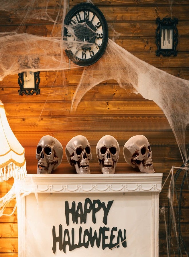 Sratte 4 Pcs Halloween Human Skull Model Human Adult Skull Plastic Skull Decor Fake Skull Decorations Realistic Skull Head Decor Head Bone Model Human Skeleton Head Human Skull Statue (5.1 Inch) - Image 5