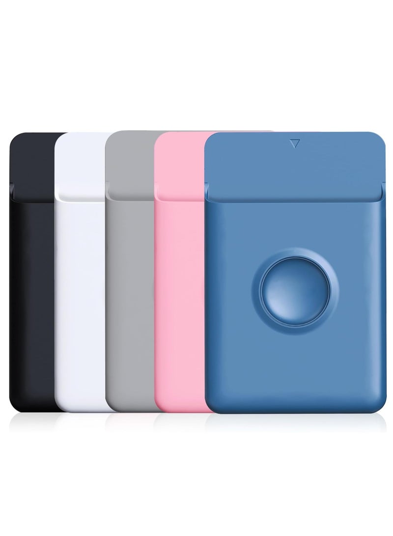 KASTWAVE 5Pcs Phone Wallet, Wallet Cell Phone Card Holder, Sticky Wallet for Back of Phone Credit Card Holder, Fitting for Almost All Smartphones, Wallet Card Holder, Black White Grey Pink Blue - Image 1