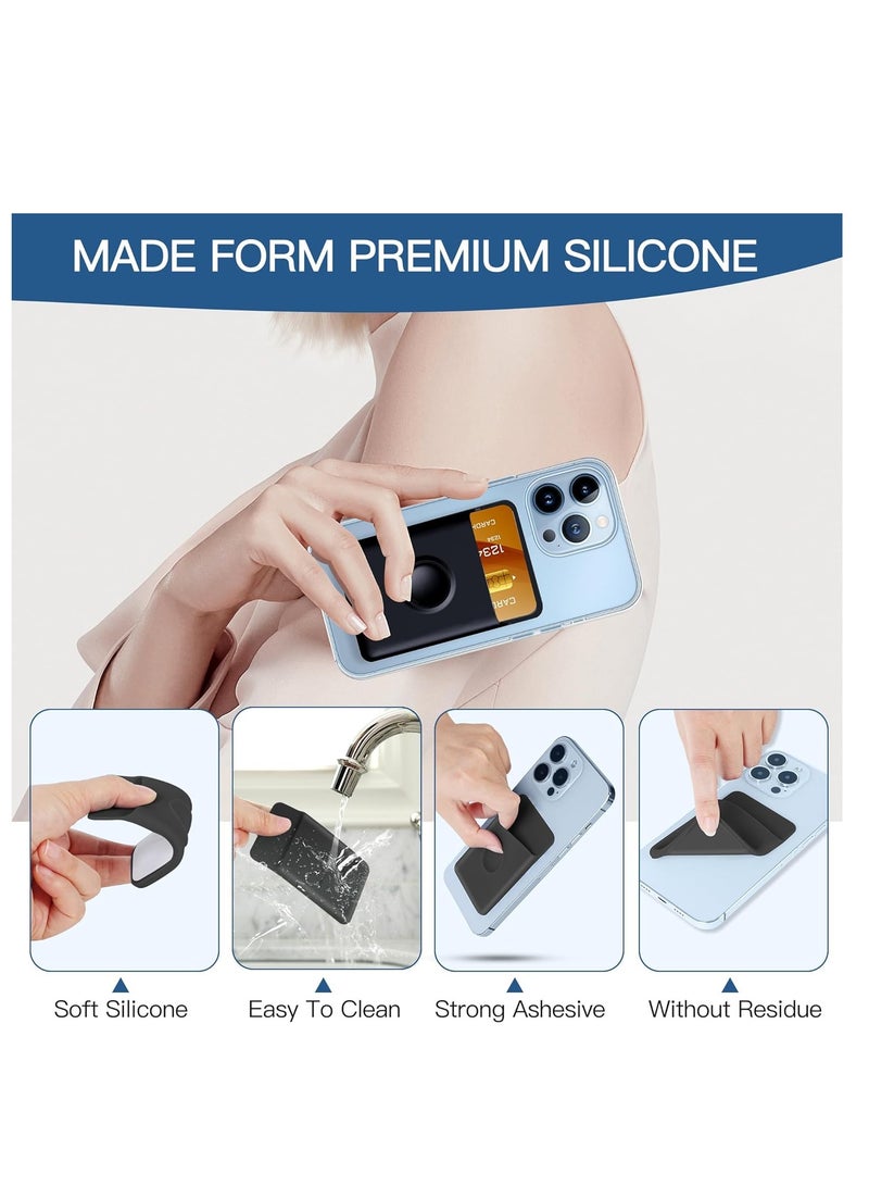 KASTWAVE 5Pcs Phone Wallet, Wallet Cell Phone Card Holder, Sticky Wallet for Back of Phone Credit Card Holder, Fitting for Almost All Smartphones, Wallet Card Holder, Black White Grey Pink Blue - Image 3