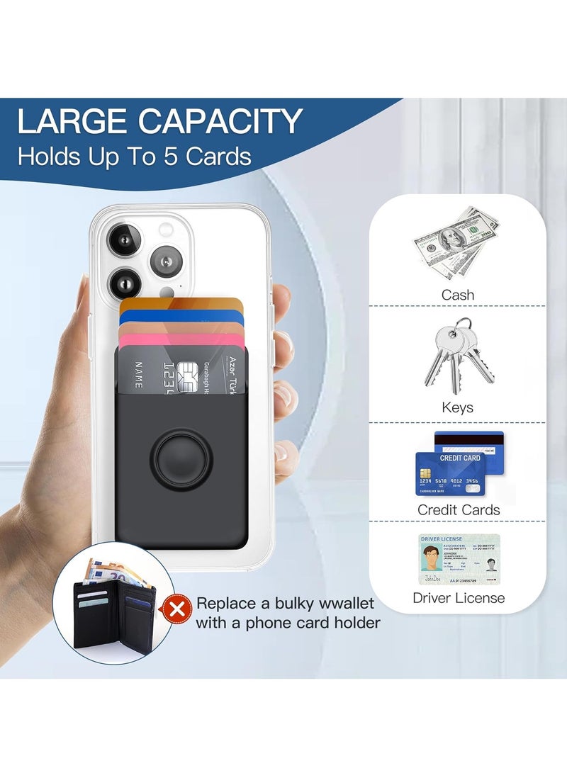 KASTWAVE 5Pcs Phone Wallet, Wallet Cell Phone Card Holder, Sticky Wallet for Back of Phone Credit Card Holder, Fitting for Almost All Smartphones, Wallet Card Holder, Black White Grey Pink Blue - Image 2