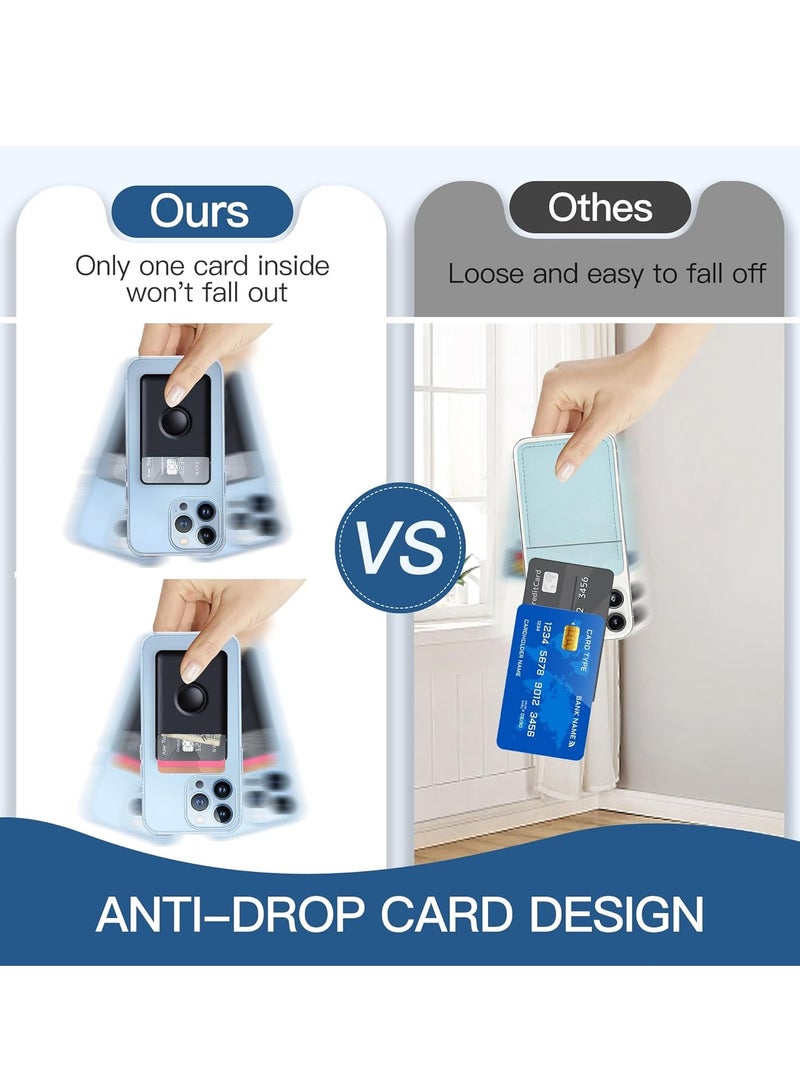 KASTWAVE 5Pcs Phone Wallet, Wallet Cell Phone Card Holder, Sticky Wallet for Back of Phone Credit Card Holder, Fitting for Almost All Smartphones, Wallet Card Holder, Black White Grey Pink Blue - Image 5