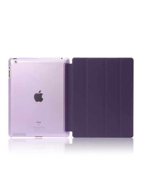 Suitable For IPad 10.2 Flat Protective Cover Pro11 Elastic Leather 10.5 Triple Fold Mini6 Bracket Hard Shell-Color:Purple-Applicable Model:mini6 2021