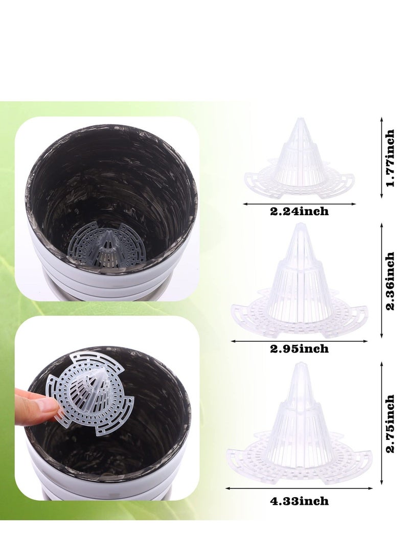 Generic - 30 Pcs Upgraded Cone Flower Pot Hole Mesh Pad, Plastic Flower Pot Hole Mesh Pad Plants Bottom Grid Drainage Screen for Prevent Soil Loss Breathable Gasket-drainage Netting for Bonsai, 3 Size - Image 1