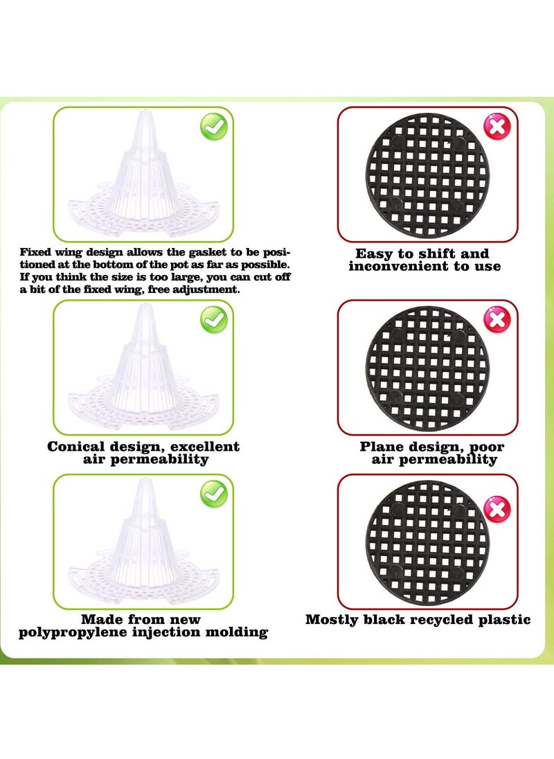 Generic - 30 Pcs Upgraded Cone Flower Pot Hole Mesh Pad, Plastic Flower Pot Hole Mesh Pad Plants Bottom Grid Drainage Screen for Prevent Soil Loss Breathable Gasket-drainage Netting for Bonsai, 3 Size - Image 1