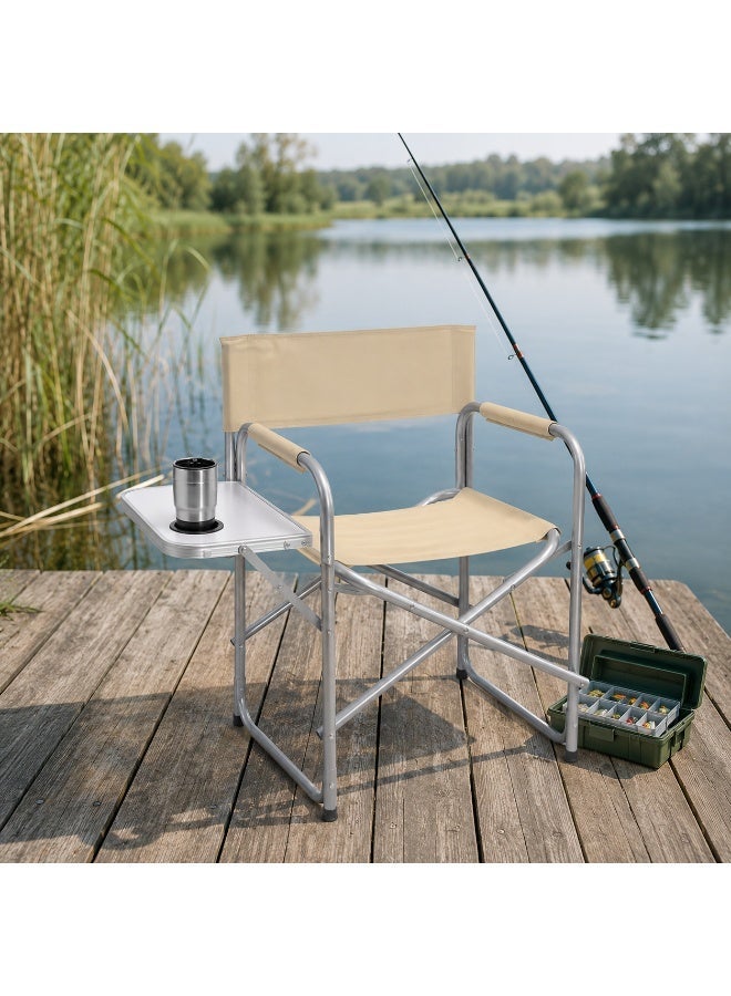 Foldable Camping Chair with Side Table & Cup Holder | Portable Aluminium Outdoor Chair - Image 2