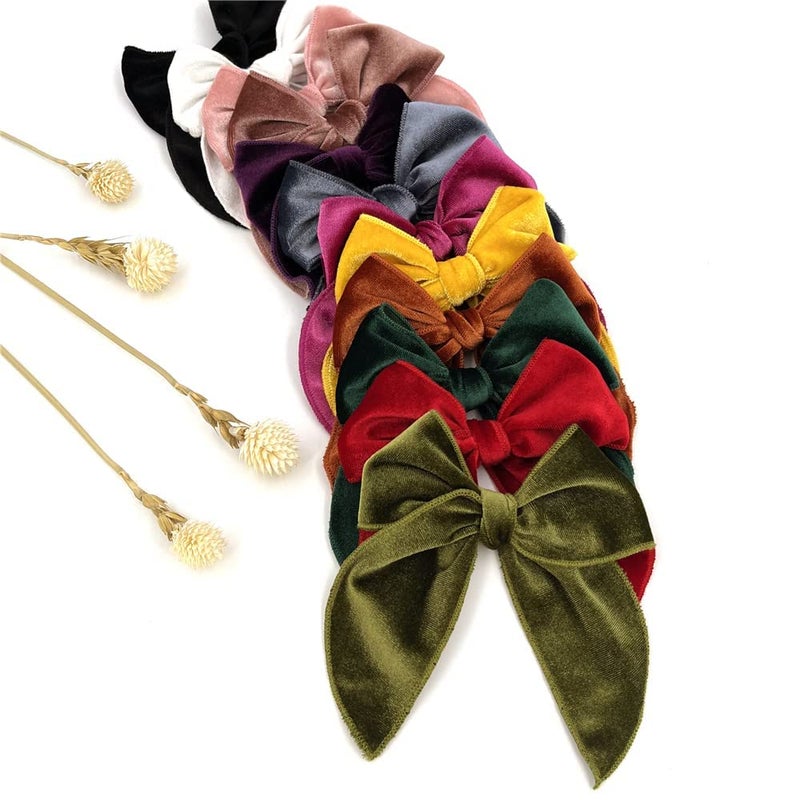 Sugarmelon Large Velvet Fable Bow Hair Clips Barrettes for Baby Girl Velvet Hair Bows Alligator Clip for Little Girls Toddler Kids Teens Women (Large 12 PCS) - Image 2