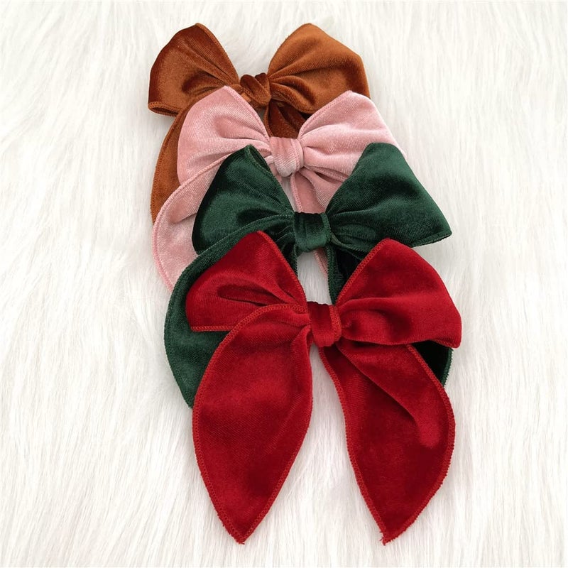Sugarmelon Large Velvet Fable Bow Hair Clips Barrettes for Baby Girl Velvet Hair Bows Alligator Clip for Little Girls Toddler Kids Teens Women (Large 12 PCS) - Image 4
