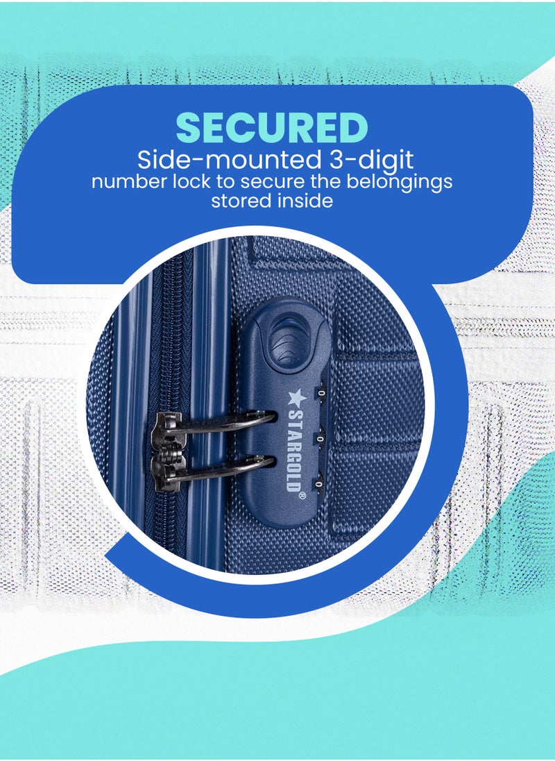 Stargold Single Hardside Spinner ABS Trolley Luggage With Number Lock Bright Blue 20 Inches  - Image 3