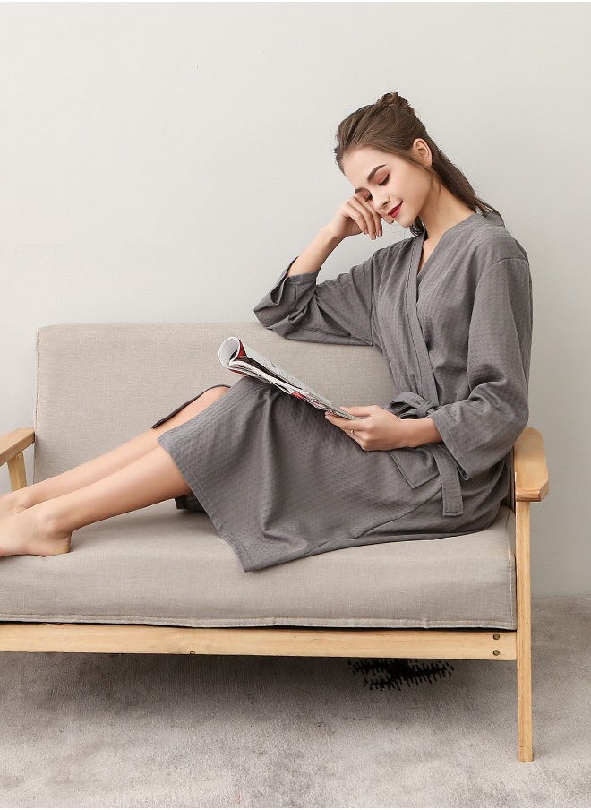 Bukela Women Waffle Robes Lightweight Knit Bathrobe Sleepwear Kimono Robe Wrap Loungewear with Pocket, Size: M/XL/XXXL  - Image 2