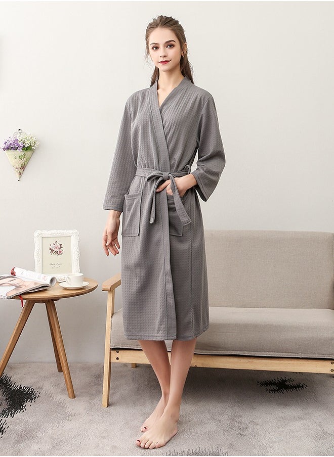 Bukela Women Waffle Robes Lightweight Knit Bathrobe Sleepwear Kimono Robe Wrap Loungewear with Pocket, Size: M/XL/XXXL  - Image 1