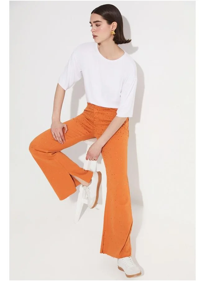 JUNE June Five Pocket Flared Trouser Orange