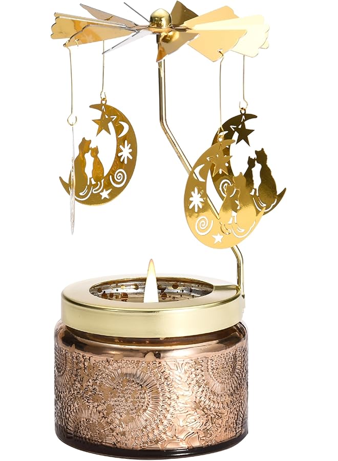 The Bros Candle Holder, Mobile Carousel Tea Light Holder, Vintage Design, Long-Lasting Quality Materials, Easy to Clean, for Relaxing Atmosphere, for Table, Living Room, and Christmas Decoration - Image 1