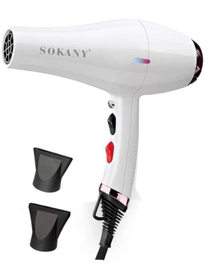 sokany SK-910 Professional Hot & Cold Hair Dryer 2400W , Fast Drying & Hair Straightening Blow Dryer, Anti-Frizz Smooth Finish, Safe for All Hair Types, Stylish White Design, On/Off Button, Suitable for Short & Long Hair, Salon & Home Use - Image 1