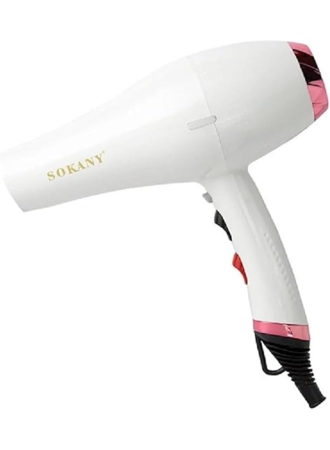 sokany SK-910 Professional Hot & Cold Hair Dryer 2400W , Fast Drying & Hair Straightening Blow Dryer, Anti-Frizz Smooth Finish, Safe for All Hair Types, Stylish White Design, On/Off Button, Suitable for Short & Long Hair, Salon & Home Use - Image 5
