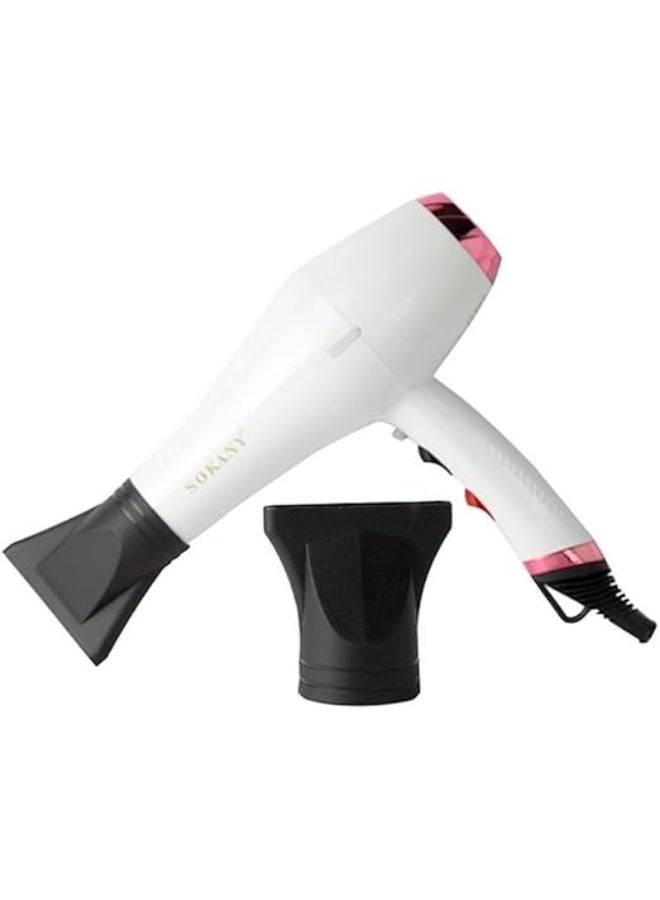 sokany SK-910 Professional Hot & Cold Hair Dryer 2400W , Fast Drying & Hair Straightening Blow Dryer, Anti-Frizz Smooth Finish, Safe for All Hair Types, Stylish White Design, On/Off Button, Suitable for Short & Long Hair, Salon & Home Use - Image 4
