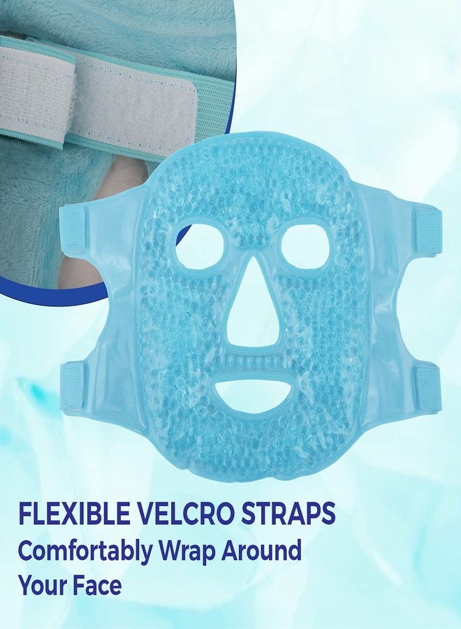 زوريني قناع الوجه الكامل من زوريني، مزود بخرز جل تبريد، قابل لإعادة الاستخدام، للوجه والعينين، كمادات باردة وساخنة، لعلاج حب الشباب، وانتفاخ العينين، والهالات السوداء. مثالي للنساء والرجال (أزرق). - Image 3