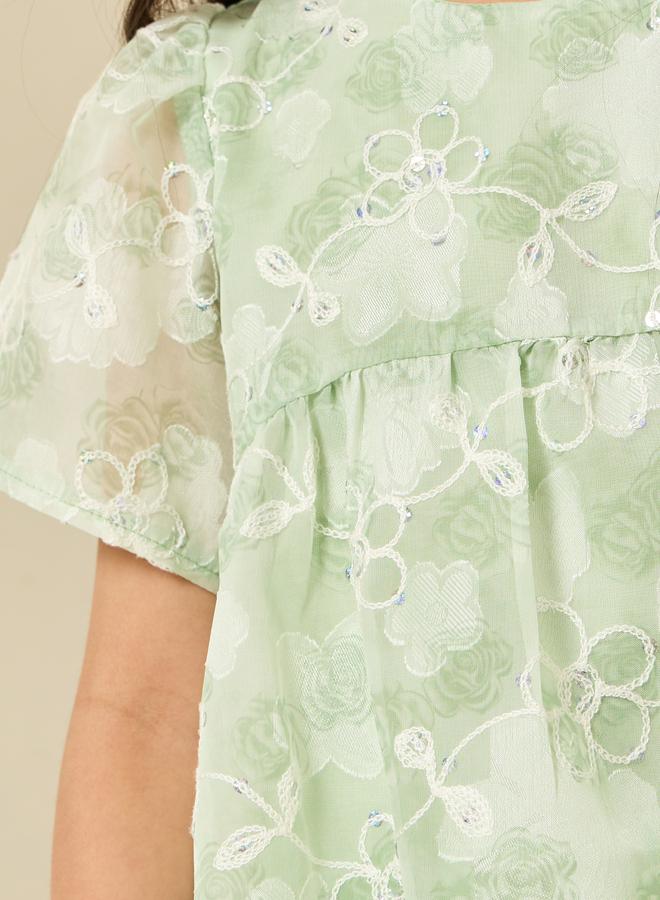Styli Green Floral Embellished Top - Image 3