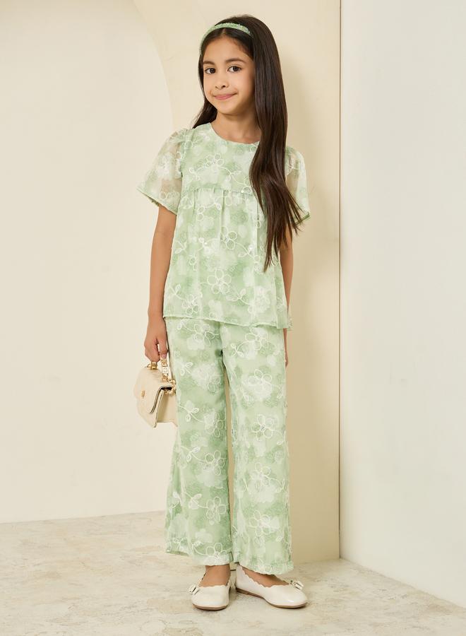 Styli Green Floral Embellished Top - Image 2