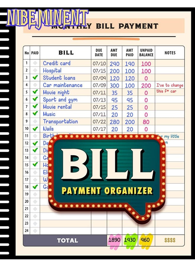NIBEMINENT Bill Payment Organizer: A 4-Year Bill Tracker Notebook With 1150 Billing Records, Great Gift For Families & Debt Crushers  - Image 1