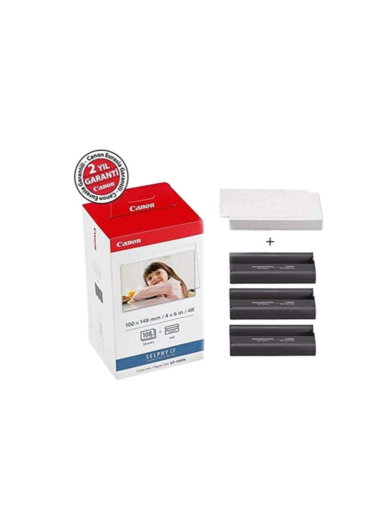 Canon Canon KP-108IN Color Ink Paper Set for Canon Selphy CP910/CP810 Photo Printer, 108 Sheets, White  - Image 2