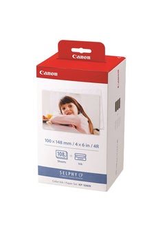 Canon Canon KP-108IN Color Ink Paper Set for Canon Selphy CP910/CP810 Photo Printer, 108 Sheets, White  - Image 1