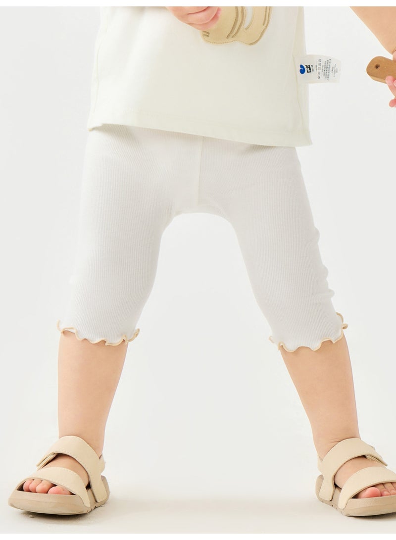 ميني بالا قابعات طفلكِ الصغيرة للبنات الأنيقة من القماش النسيجي، القماش الناعم والملمس للهواء، تصميم طوق زبادي متموج، مقبض ورك مرن، مثالي للارتداء اليومي ولعبة وأضواء غير رسمية، قابعات كابري صيفية لطيفة لأطفالكِ - Image 1