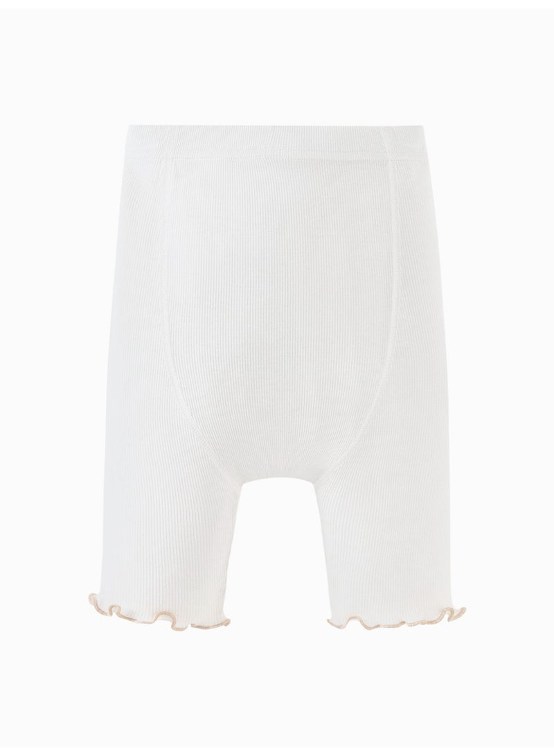 ميني بالا قابعات طفلكِ الصغيرة للبنات الأنيقة من القماش النسيجي، القماش الناعم والملمس للهواء، تصميم طوق زبادي متموج، مقبض ورك مرن، مثالي للارتداء اليومي ولعبة وأضواء غير رسمية، قابعات كابري صيفية لطيفة لأطفالكِ - Image 5