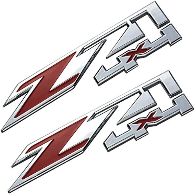 TJMR 2Pcs Z71 4X4 Emblems For Gmc Chevy Silverado Sierra Tahoe Suburban New 1500 2500 3500 Decal Chrome Red - Image 1