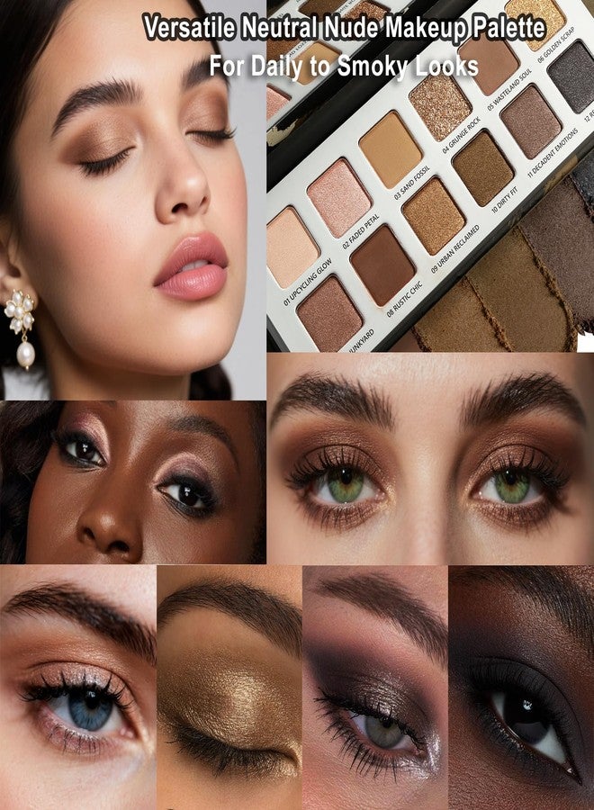 Afflano Neutral Nude Eyeshadow Palette, Matte Shimmer Beige Brown Eyeshadow Palette Highly Pigmented, Blendable Natural Colors Long-Wear, Nude Eye Shadow for Women Brown Eyes Daily Grunge Makeup - Image 3