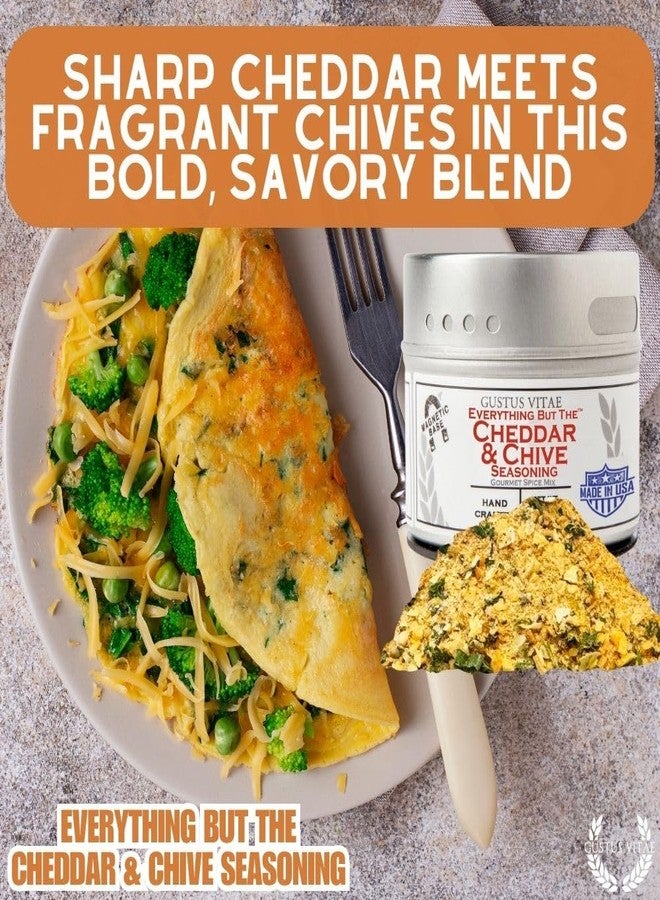 GUSTUS VITAE Everything But The Cheddar & Chive Seasoning | All Natural | Non GMO | Hand Crafted | 2.2 oz | Gourmet Spice Mix | Small Batch | Artisanal Rub | GLP-1 Friendly | Seasoning Blend | Sustainably Sourced | Magnetic Tin | Made in USA | Gustus Vitae - Image 2