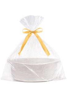 GIFTEXPRESS White Woven Gift Basket with Clear Bag & Ribbon - 13" x 8" x 5" Cotton Rope Empty Decorative Christmas Gifting Basket with Handle - Soft Organizing Storage for Baby Toys and Essentials - pzsku/ZD9CB46BC3842C11E533EZ/45/_/1737031036/4addf847-c1ee-40fb-afd0-ff04063b4dd5