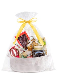 GIFTEXPRESS White Woven Gift Basket with Clear Bag & Ribbon - 13" x 8" x 5" Cotton Rope Empty Decorative Christmas Gifting Basket with Handle - Soft Organizing Storage for Baby Toys and Essentials - pzsku/ZD9CB46BC3842C11E533EZ/45/_/1737031040/c5dbfdaf-d7f3-4505-91c3-d7236c4bd35f