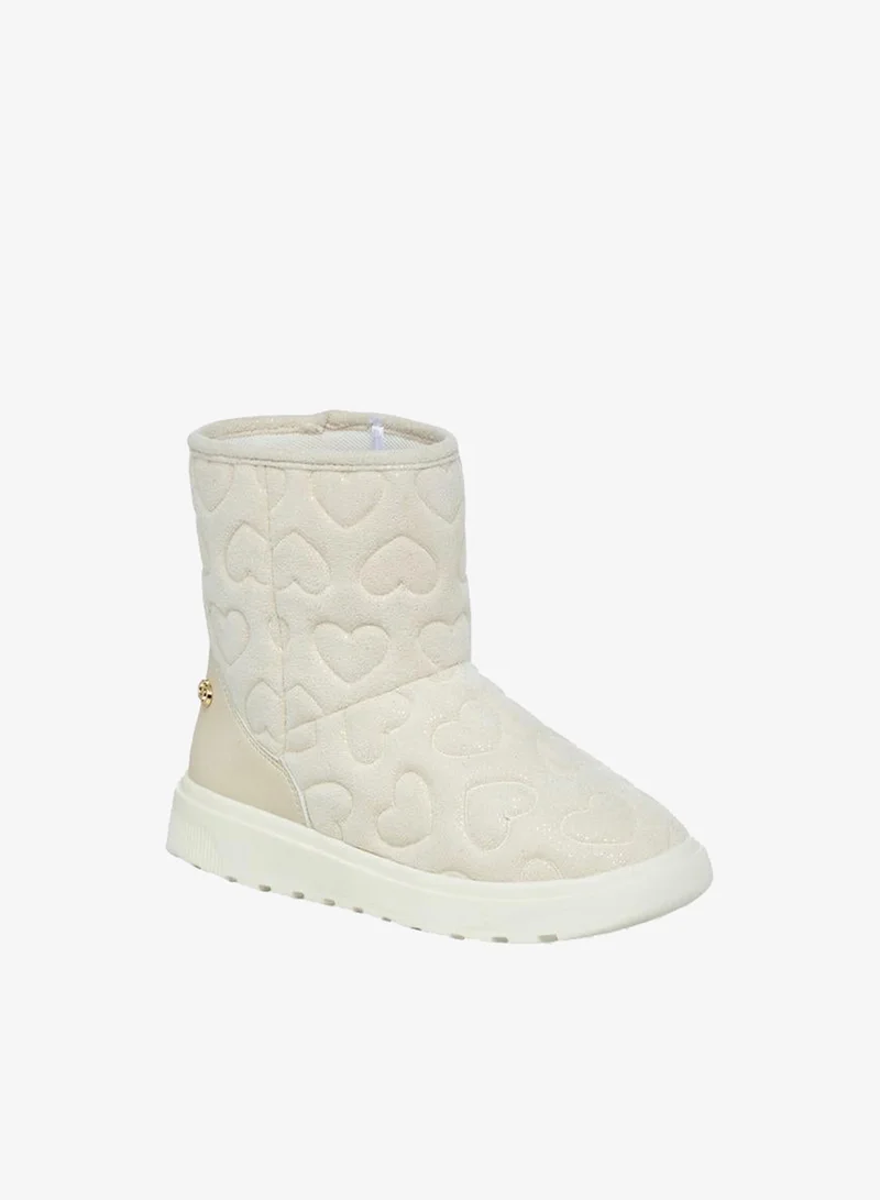 Celeste Girls' Heart Embossed Slip-On Ankle Boots