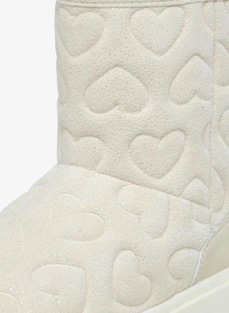 Celeste BEIGE Girls' Heart Embossed Slip-On Ankle Boots for Women | Best Price UAE