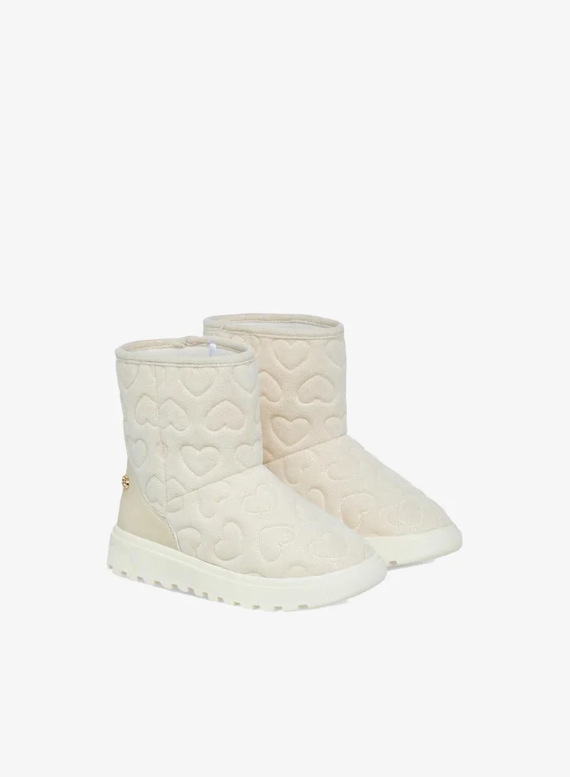 Celeste Girls' Heart Embossed Slip-On Ankle Boots