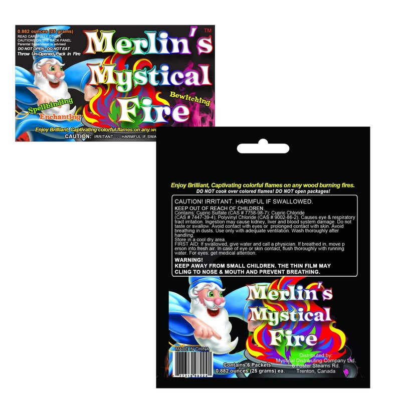 Mystical Fire Merlin's Mystical Fire Color Changing Packets- Pack of 6, 0.882 oz Each- Long Lasting Enchanted Multi-Color Magical Flames- Flame Color Changer for Fire Pits & Outdoor Fireplaces- Campfire Accessories - Image 2