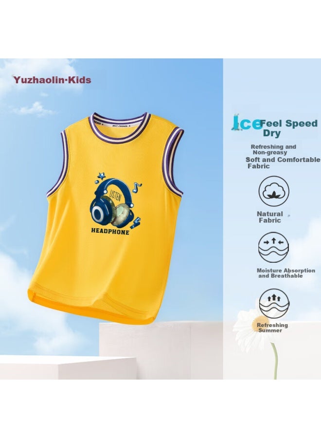 Yuzhaolin (Yuzhaolin) Boys' Sleeveless Tank Top Children'S Quick-Drying Breathable Mesh Sports Tank Top Kids Clothing